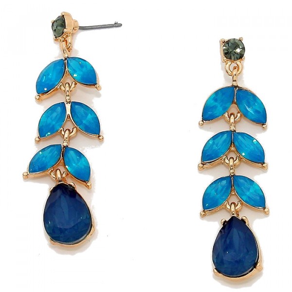 Montana Blue Floral Leaf Gemstone Opal Earrings